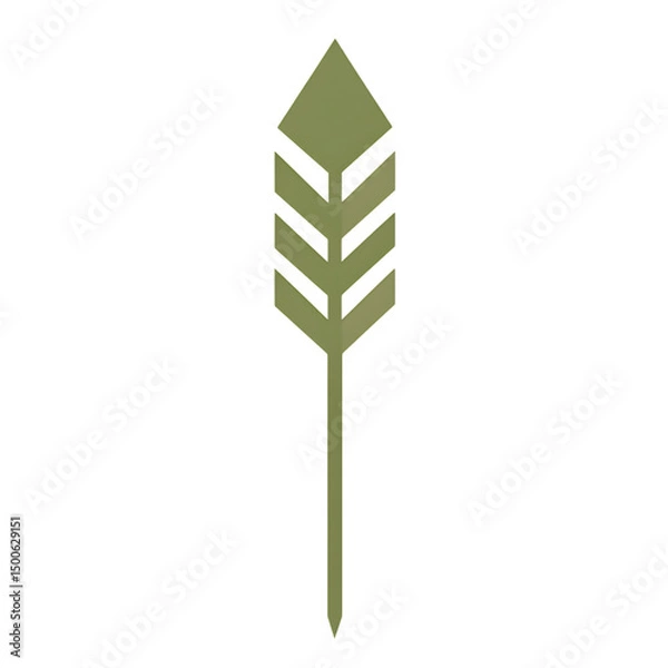 Fototapeta Bold Arrow with Geometric Symmetry in Olive Green Isolated on Transparent Background