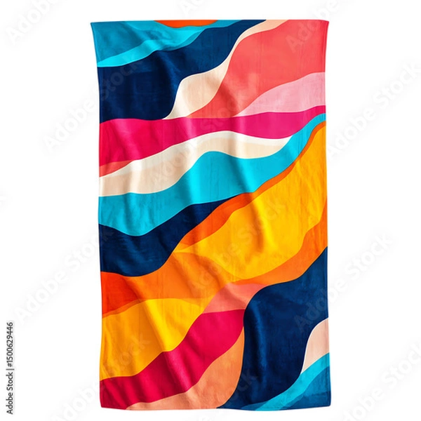 Fototapeta Cheerful Beach Towel with Expansive Multicolor Abst Isolated on Transparent Background