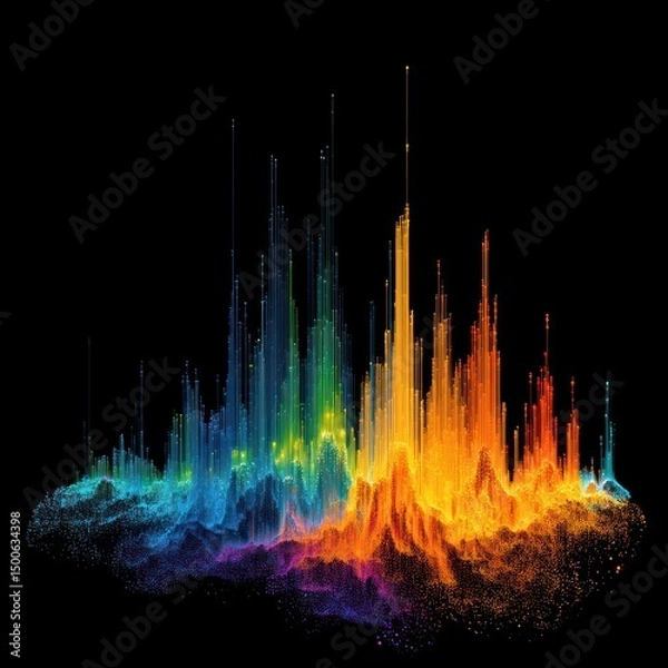 Obraz Data visualizations with vibrant, glowing graphs designed to display complex information.