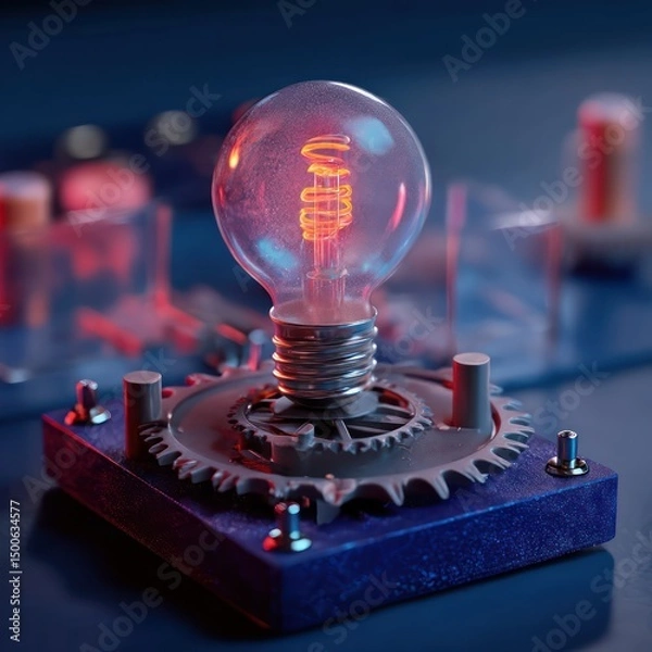 Obraz Conceptual display showcasing futuristic technology breakthroughs in digital and system design.