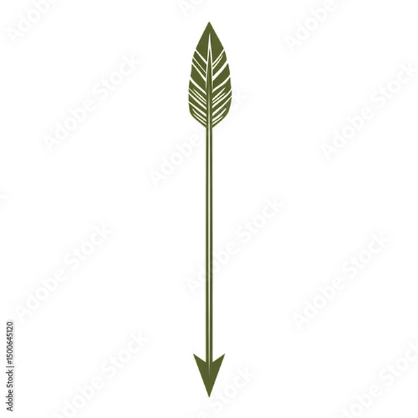 Fototapeta Bold Arrow with Balanced Symmetry in Olive Green Isolated on Transparent Background