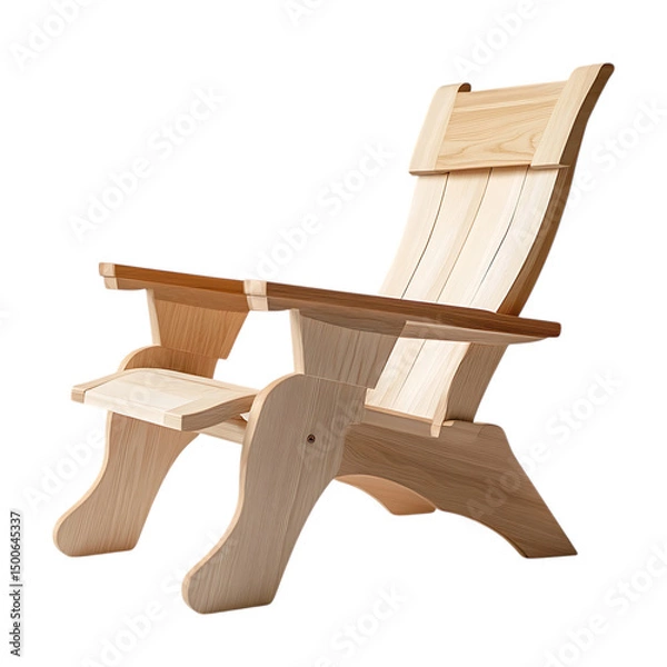 Fototapeta Elegant Fold Away Wooden Beach Chair with a Refined Design Isolated on Transparent Background