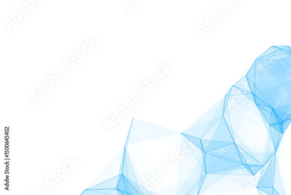 Obraz Low poly sculpture is appearing in vector with blue and slate gray facets, transparent background