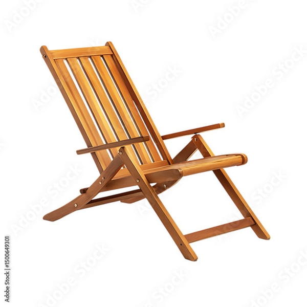 Obraz Elegant Minimalist Wooden Beach Chair Isolated on Transparent Background