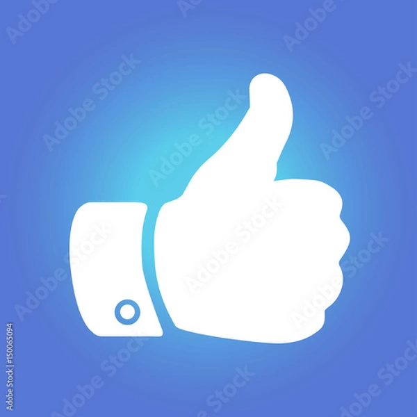 Fototapeta Like  icon. Hand finger up sign. Thumb up symbol. Flat design style. 