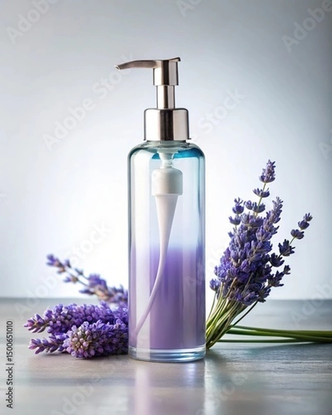 Fototapeta Lavender Scented Soap Dispenser Bottle Elegant and Calming Bathroom Accessory