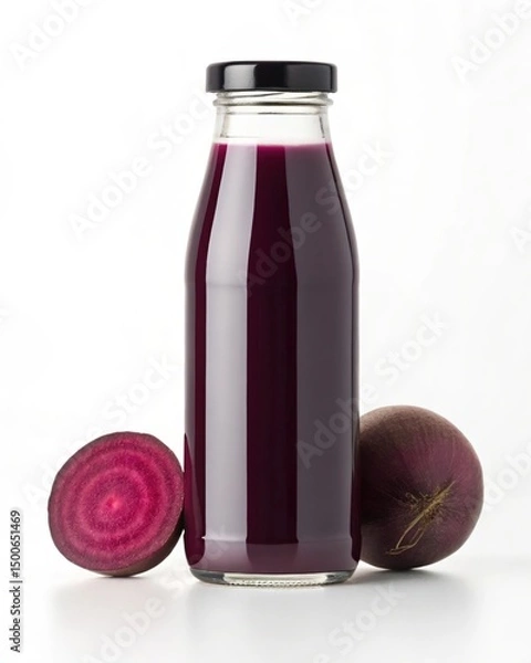 Fototapeta Refreshing Beetroot Juice in Glass Bottle Healthy Drink