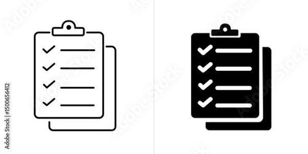 Fototapeta Checklist line and solid web icon set. Vector illustration