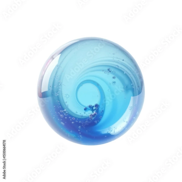 Obraz Blue bubble liquid symbolizing detergent or cleaning agent molecules. Ideal for representing hygiene, soap, antibacterial products, or scientific concepts