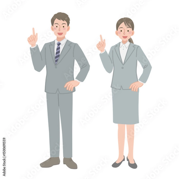 Obraz 指差しをするビジネスパーソンの男女