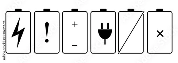 Fototapeta Set of battery charge phone icons,low battery icons