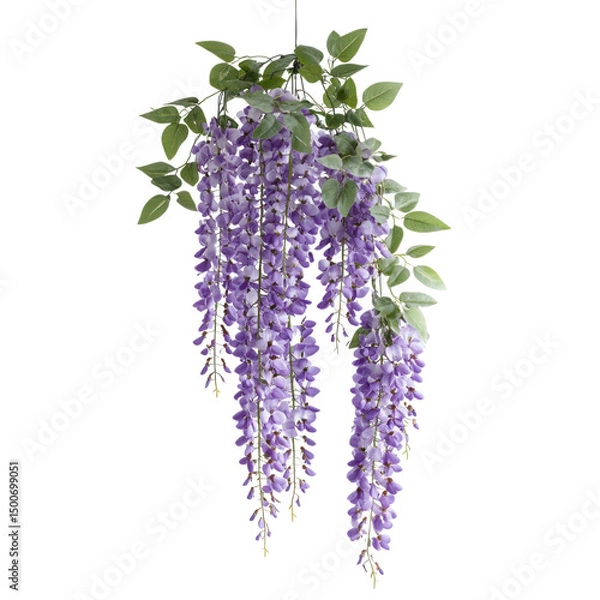 Fototapeta Purple wisteria hanging bouquet isolated on transparent background