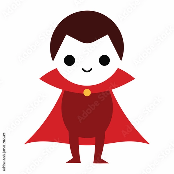 Fototapeta cute-vampire-kid-with-cape-in-flat-vector-on-white