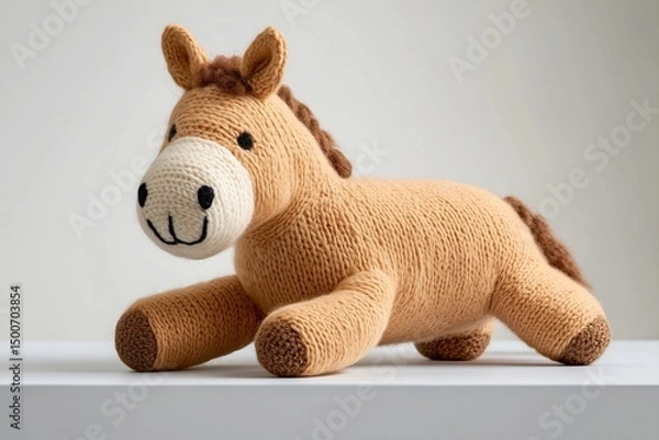 Fototapeta soft toy horse isolated on white background 
