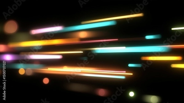 Obraz Vibrant light streaks dance in darkness, a dreamy fusion of color and motion