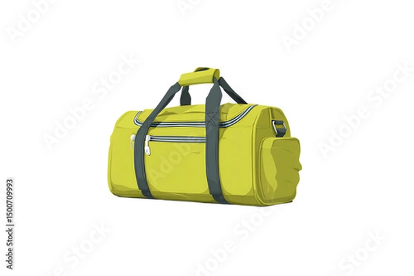 Fototapeta Stylish and Practical Lime Green Travel Duffle Bag for Weekends isolated on transparent background , cutout	