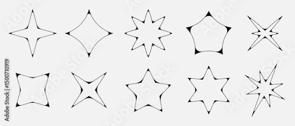 Fototapeta Thin line aesthetic star icon set. Twinkle and bursts forms