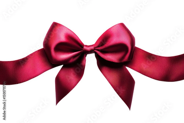 Obraz Elegant crimson satin ribbon bow on black background