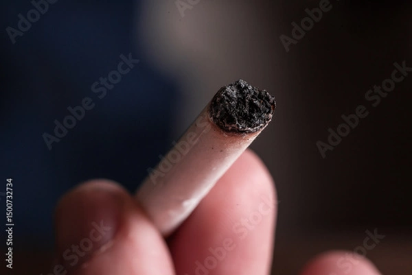Obraz Burning cigarette with smoke and concept of cigarettes 