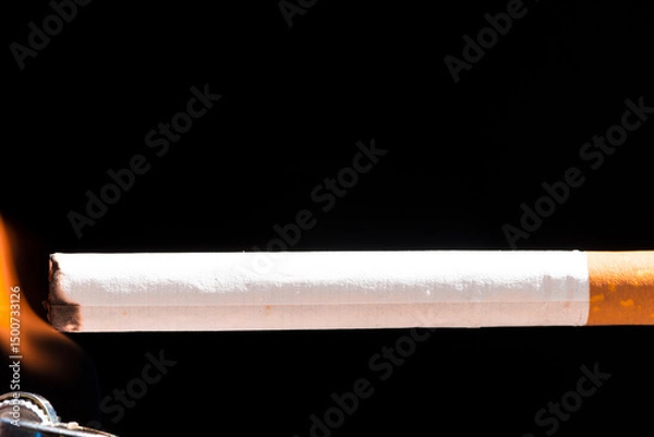 Obraz Burning cigarette with smoke and concept of cigarettes 