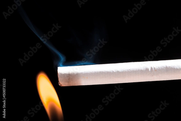 Obraz Burning cigarette with smoke and concept of cigarettes 
