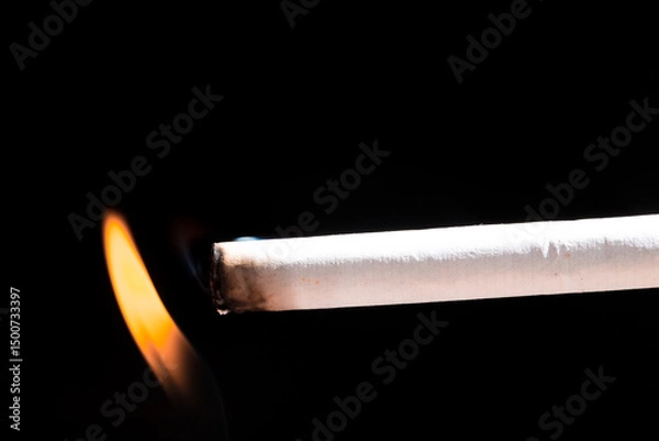 Obraz Burning cigarette with smoke and concept of cigarettes 