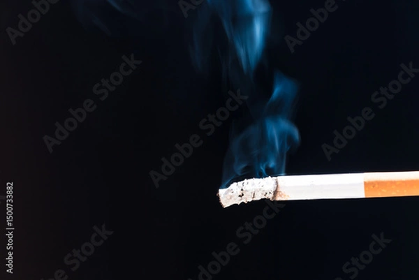 Obraz Burning cigarette with smoke and concept of cigarettes 