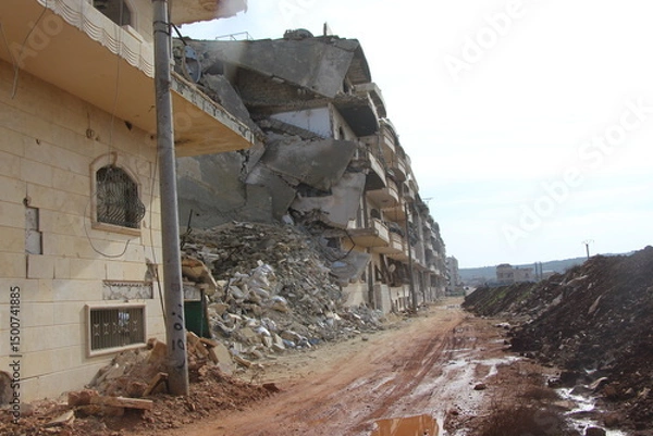 Obraz The aftermath of the war in Aleppo Syria which it part has been also affected during the Russia and Ukraine war