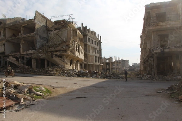 Obraz The aftermath of the war in Aleppo Syria which it part has been also affected during the Russia and Ukraine war