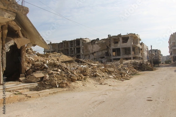 Obraz The aftermath of the war in Aleppo Syria which it part has been also affected during the Russia and Ukraine war