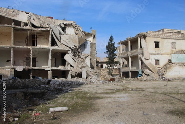 Obraz The aftermath of the war in Aleppo Syria which it part has been also affected during the Russia and Ukraine war