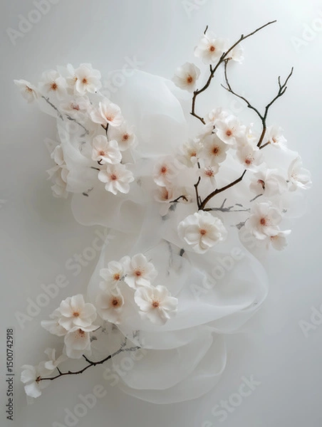 Fototapeta elegant ikebana arrangement, which is a traditional Japanese art form of flower arranging. 