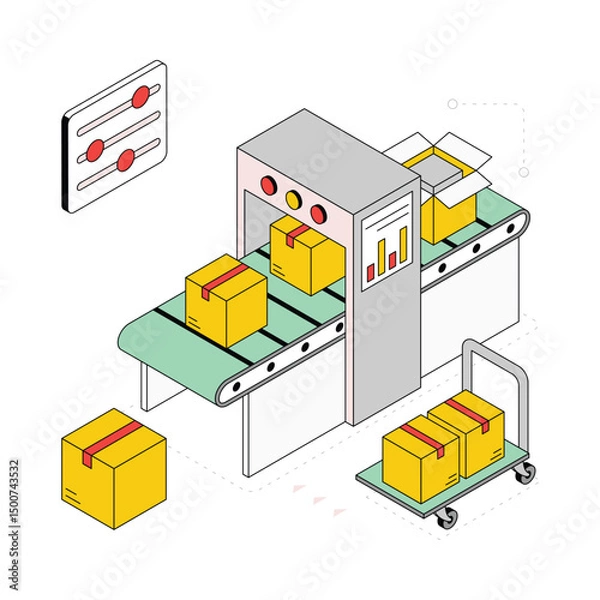 Fototapeta Conveyor Belt Isometric Style Illustration. EPS 10 FIle