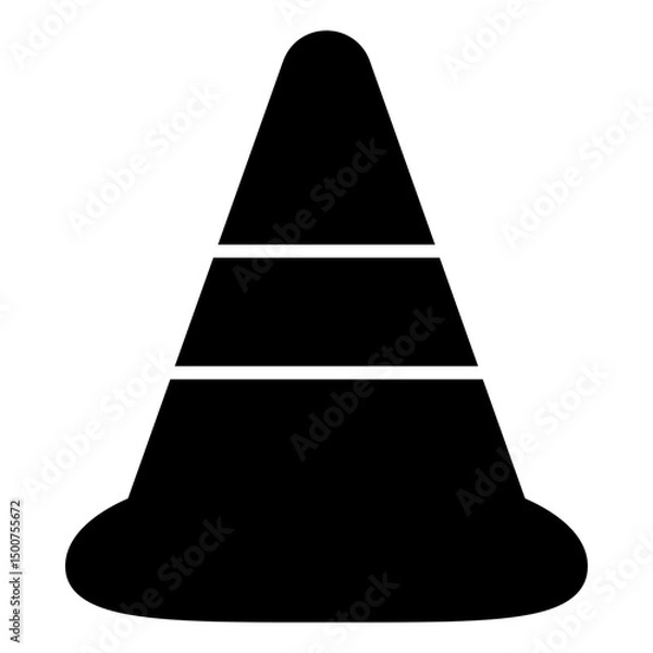 Obraz solid black traffic cone shape with thick horizontal bands.