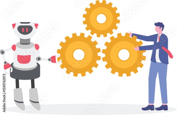 Obraz AI and automation revolution with artificial intelligence .Modern technology for smart digitization and automatic production process.
