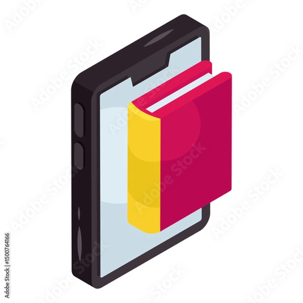 Fototapeta Book inside smartphone, icon of mobile education