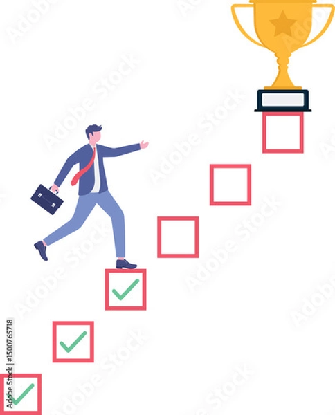Fototapeta Project management, task tracking or work progress, tracking finish or completed tasks,
