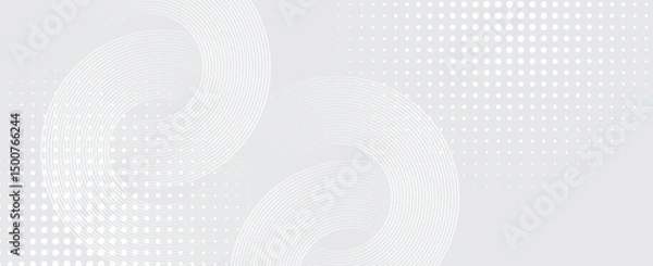 Fototapeta White abstract background. Modern circle lines pattern. Futuristic concept. Minimal geometric design. vector