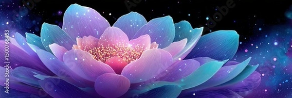 Fototapeta Vibrant and colorful lotus flower in a cosmic - like setting