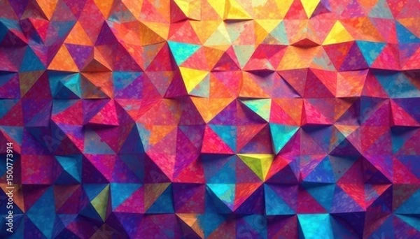 Obraz Repeating triangles forming a colorful mosaic, polygon, vibrant, wallpaper