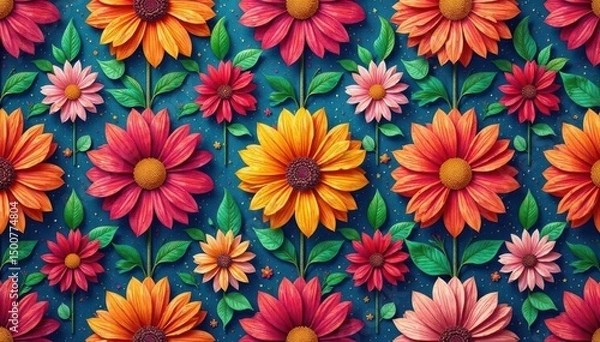 Obraz Intricate floral textile design, repeating seamlessly , vintage, print
