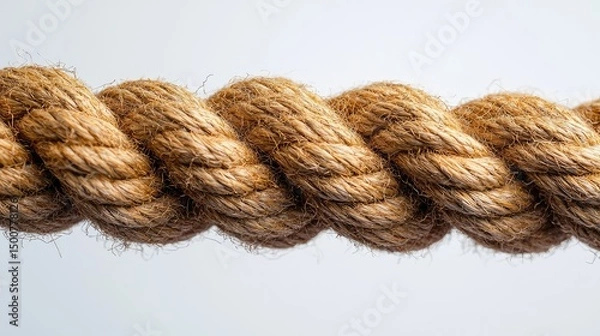 Fototapeta Close-up view of a twisted natural fiber rope.