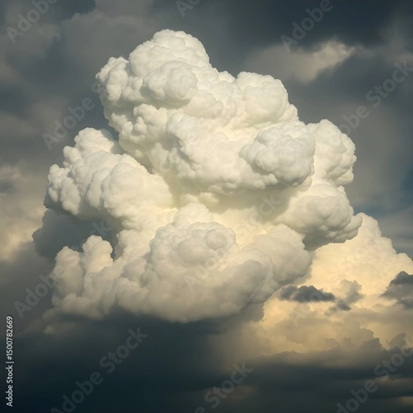 Obraz Intense dramatic weather scene, a graceful and elegant beautiful cloud in stormy skies, high tension, refined features