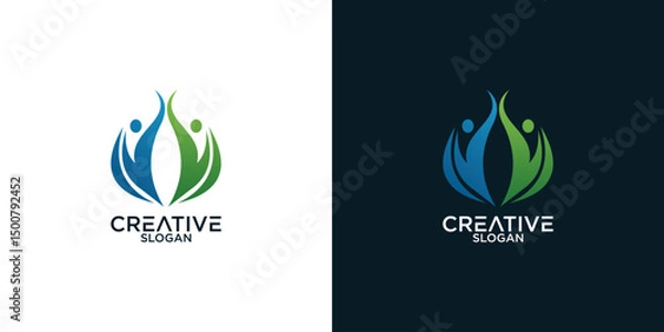 Obraz leaf and person logo vector design