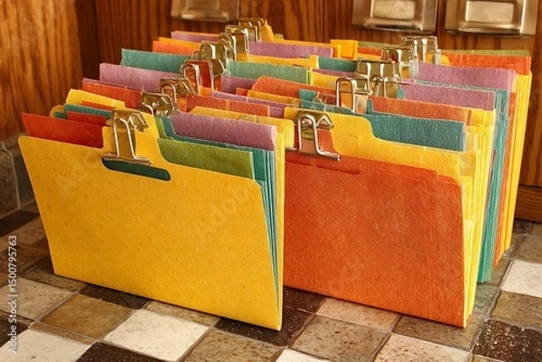 Fototapeta Colorful Files on Countertop