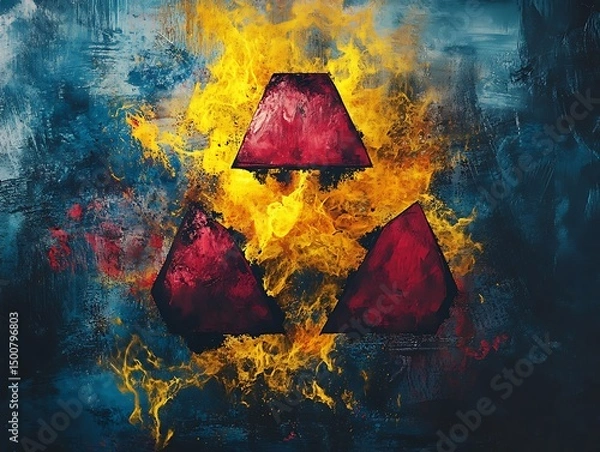 Fototapeta Abstract symbol in fiery explosion