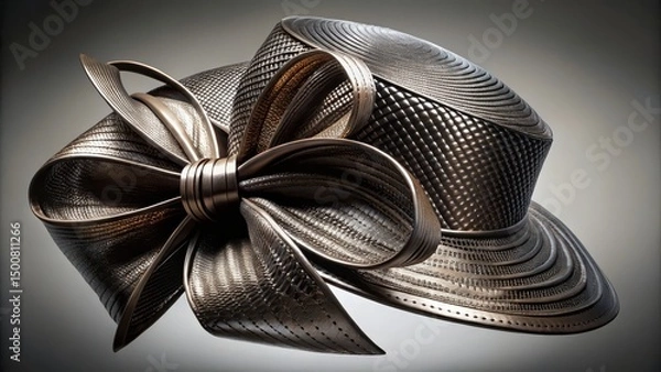 Obraz Elegant bronze hat with oversized bow detail, a sophisticated accessory for formal occasions