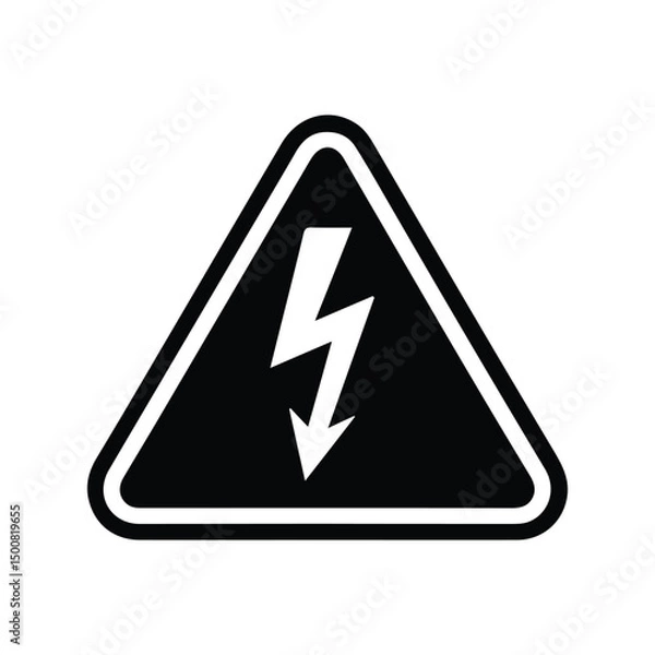 Fototapeta Voltage Warning Sign icon vector. Electrical hazard caution symbol for safety alerts, high voltage danger illustration