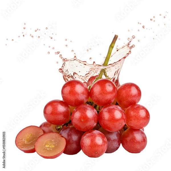 Fototapeta Red Grapes Juice Splash Image on transparent background