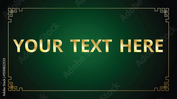 Fototapeta Elegant Gold Frame Background with Text Placeholder on Green Gradient